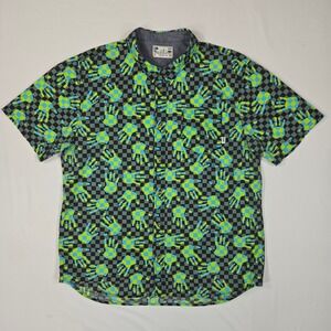 Vans Joel Tudor Men XL Y2K Neon Pop Art Checkerboard Handprint Button Shirt